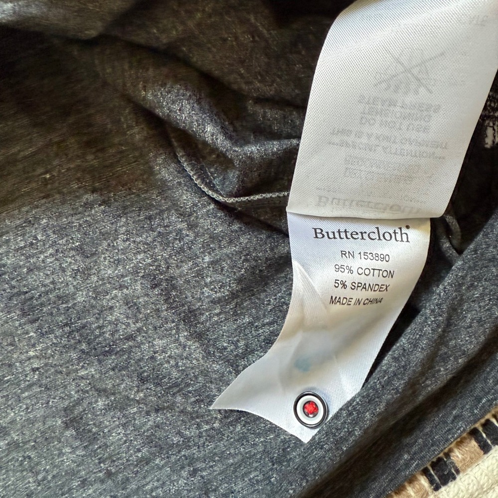 Buttercloth 3XL V-Neck Charcoal Gray Heather Minimalist Short Sleeve Men Shirt - Picture 8 of 9